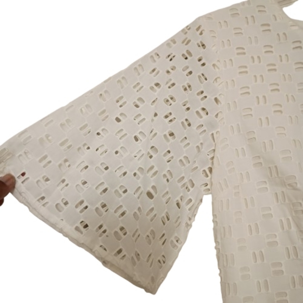 CWonder Ivory Eyelet Short Sleeve Peblem Blouse 4 Christian Siriano Romantic - Picture 3 of 14